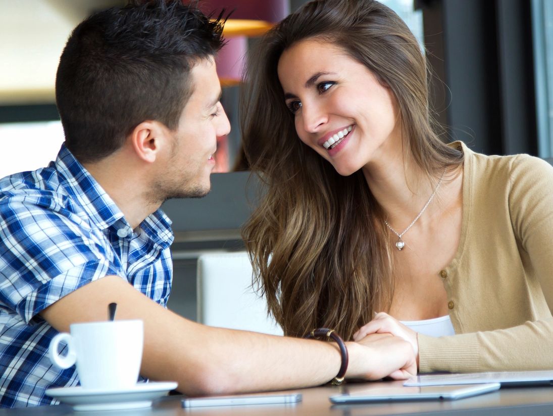 A smiling couple on a date